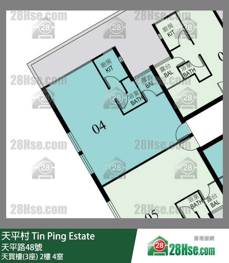 天平村 天賀樓(3座)2樓 4室 平面圖
