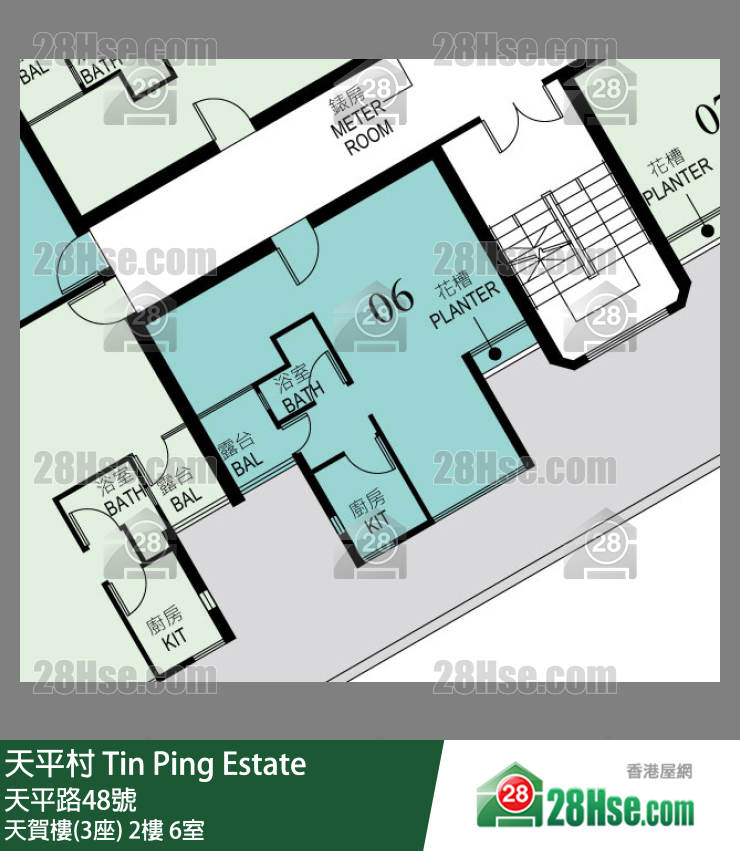天平村 天贺楼(3座) 2楼 6室 平面图