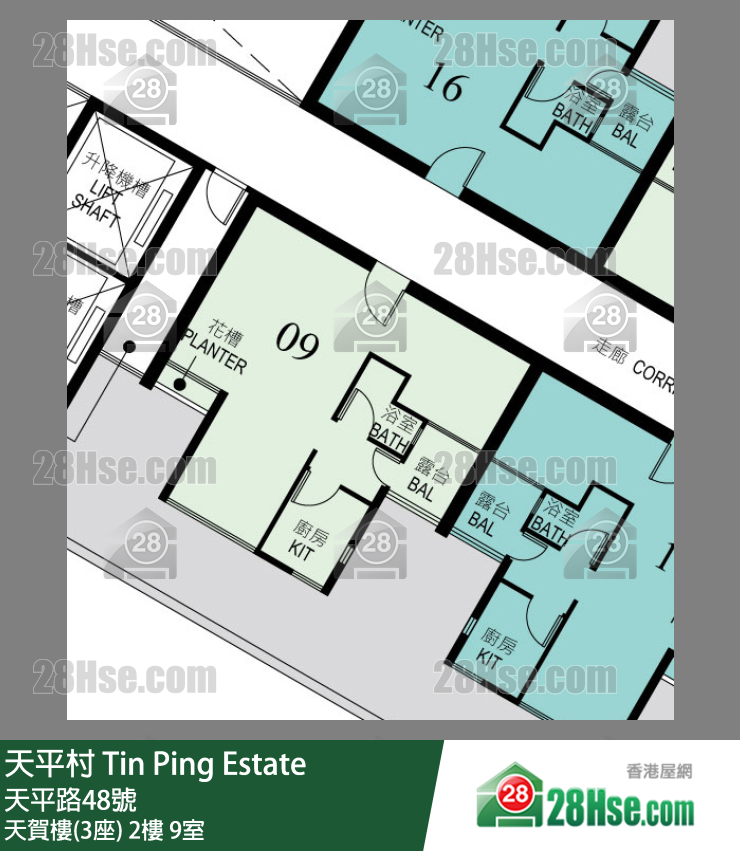 天平村 天賀樓(3座)2樓 9室 平面圖