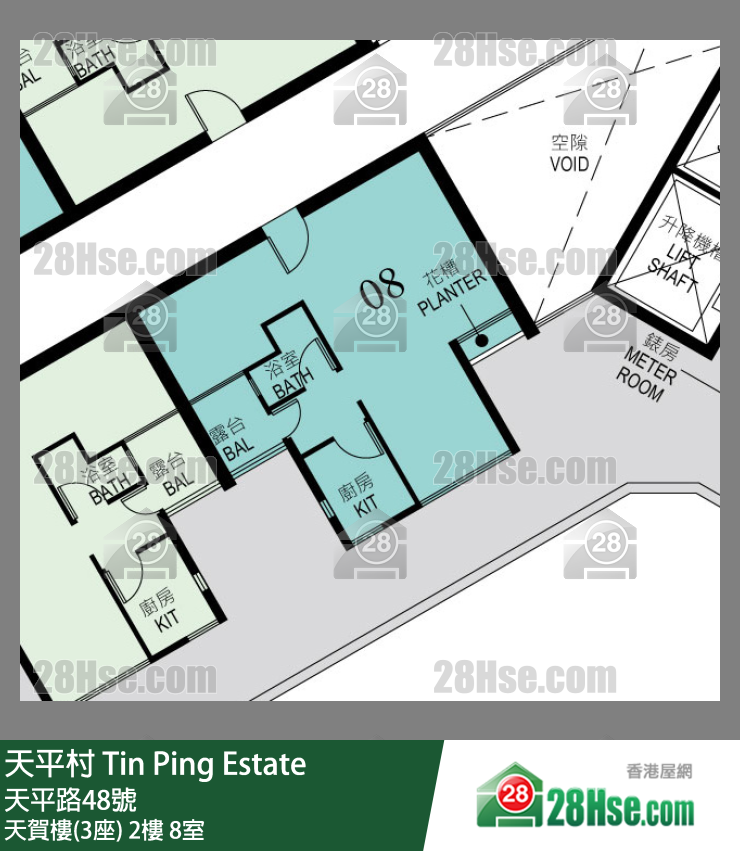 天平村 天賀樓(3座)2樓 8室 平面圖