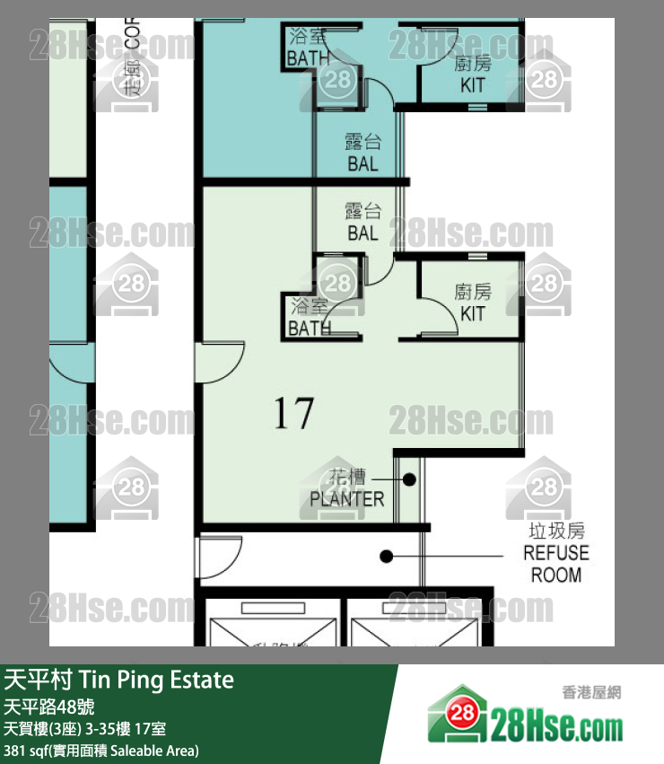 天平村 天賀樓(3座)19樓 17室 平面圖