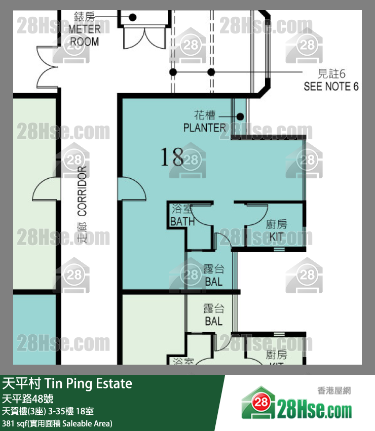 天平村 天賀樓(3座)6樓 18室 平面圖