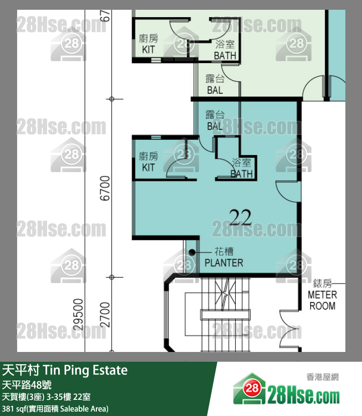 天平村 天賀樓(3座)10樓 22室 平面圖