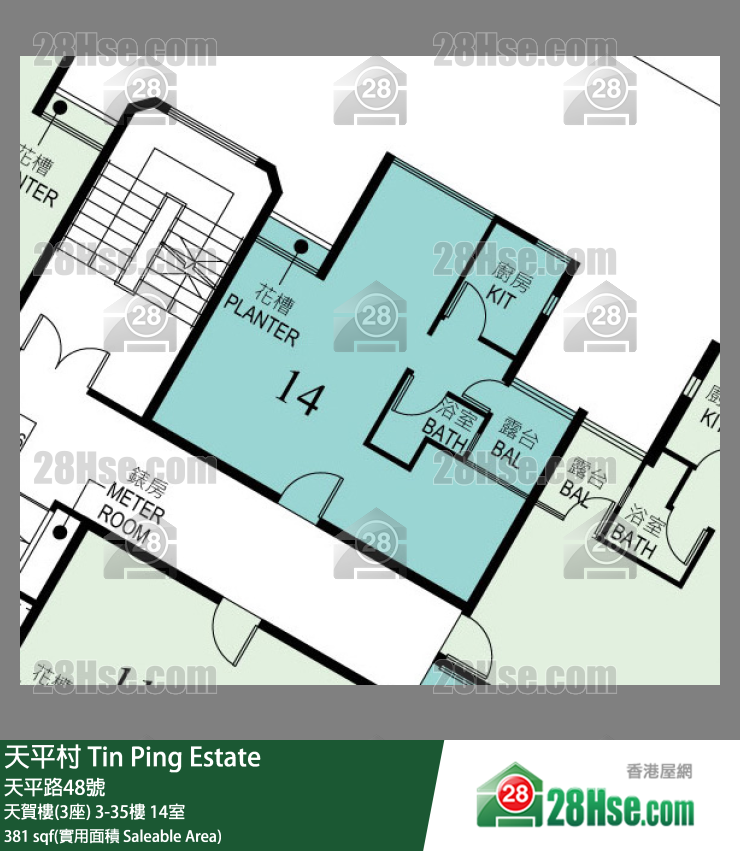 天平村 天賀樓(3座)10樓 14室 平面圖