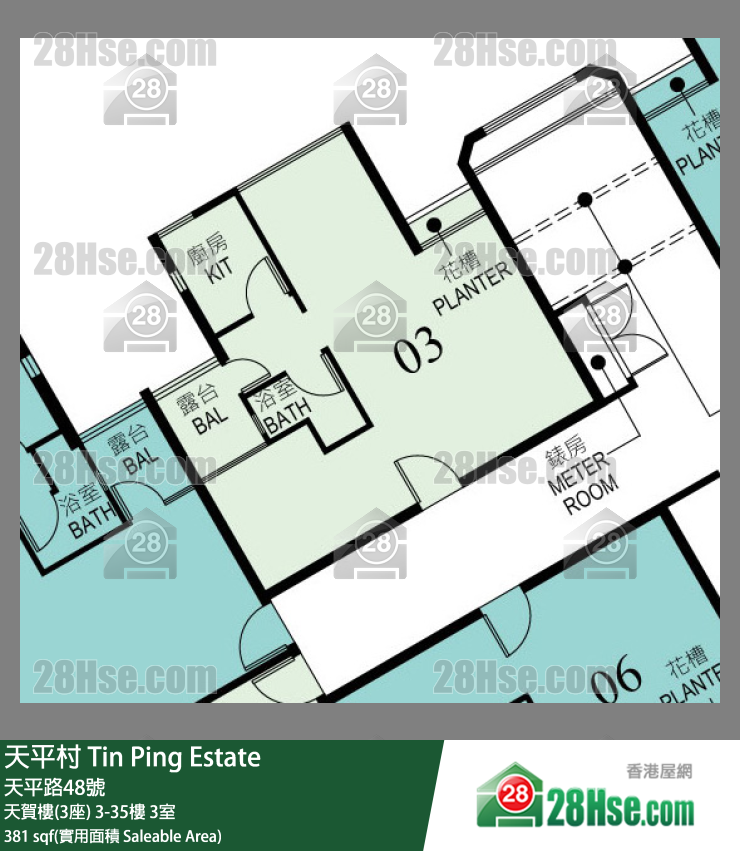 天平村 天賀樓(3座)10樓 3室 平面圖