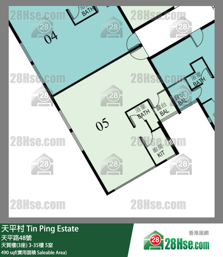 天平村 天賀樓(3座)9樓 5室 平面圖