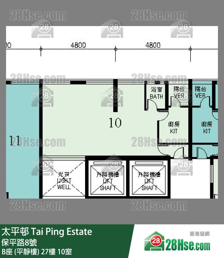 太平邨 B座 (平靜樓)27樓 10室 平面圖