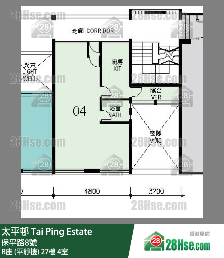 太平邨 B座 (平靜樓)27樓 4室 平面圖