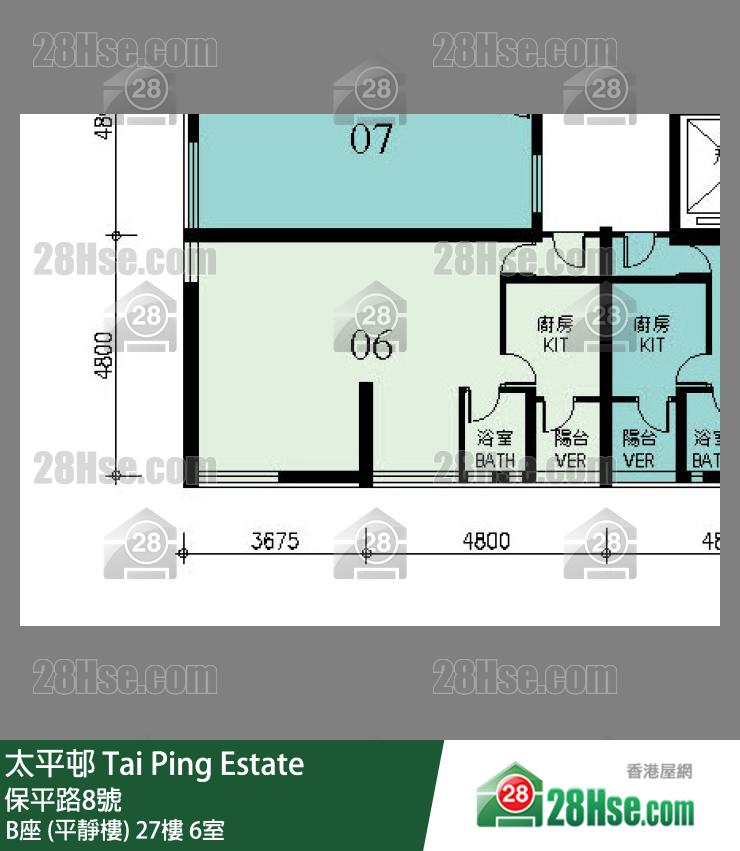 太平邨 B座 (平靜樓)27樓 6室 平面圖