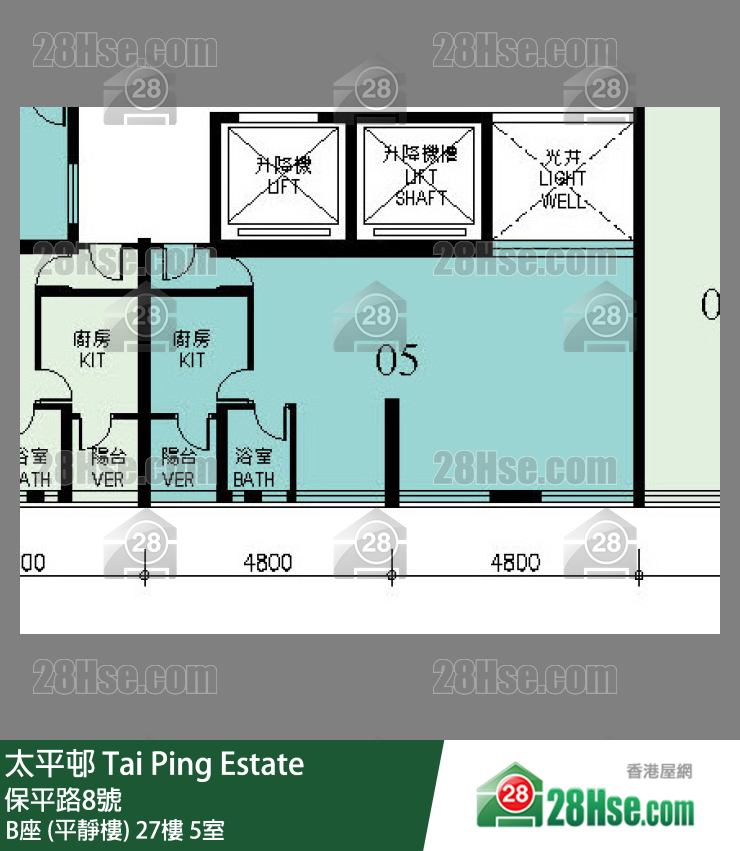 太平邨 B座 (平靜樓)27樓 5室 平面圖