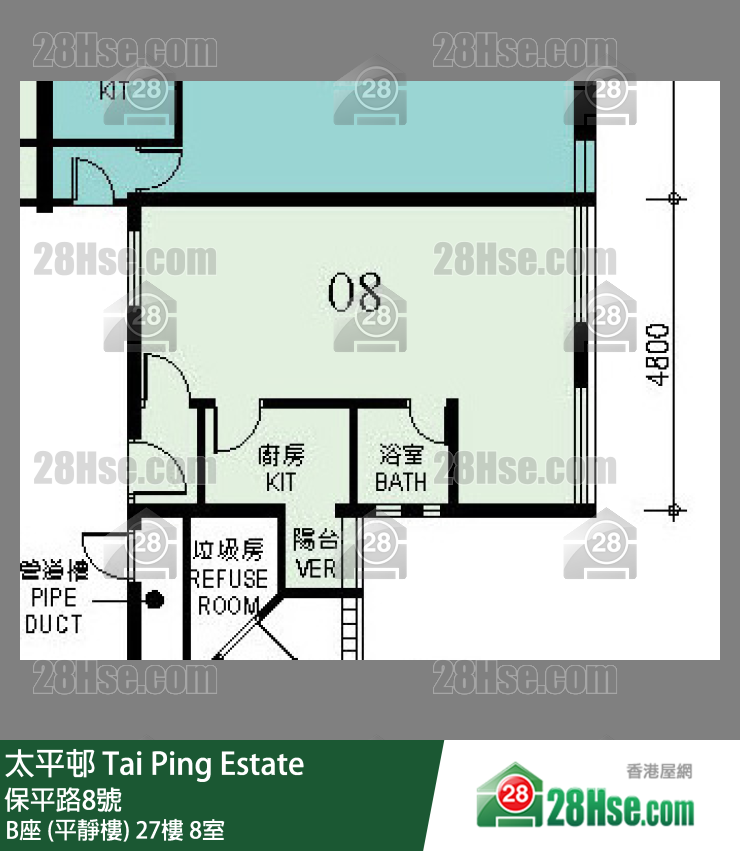 太平邨 B座 (平靜樓) 27樓 8室 平面圖