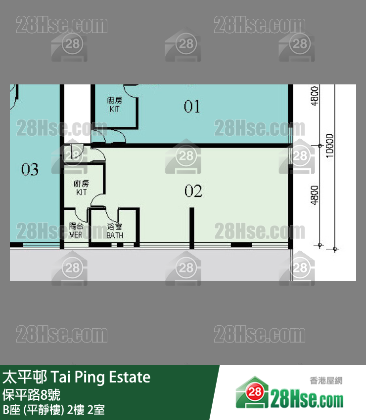 太平邨 B座 (平靜樓)2樓 2室 平面圖