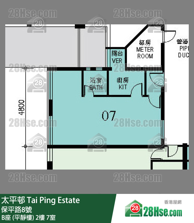 太平邨 B座 (平靜樓)2樓 7室 平面圖
