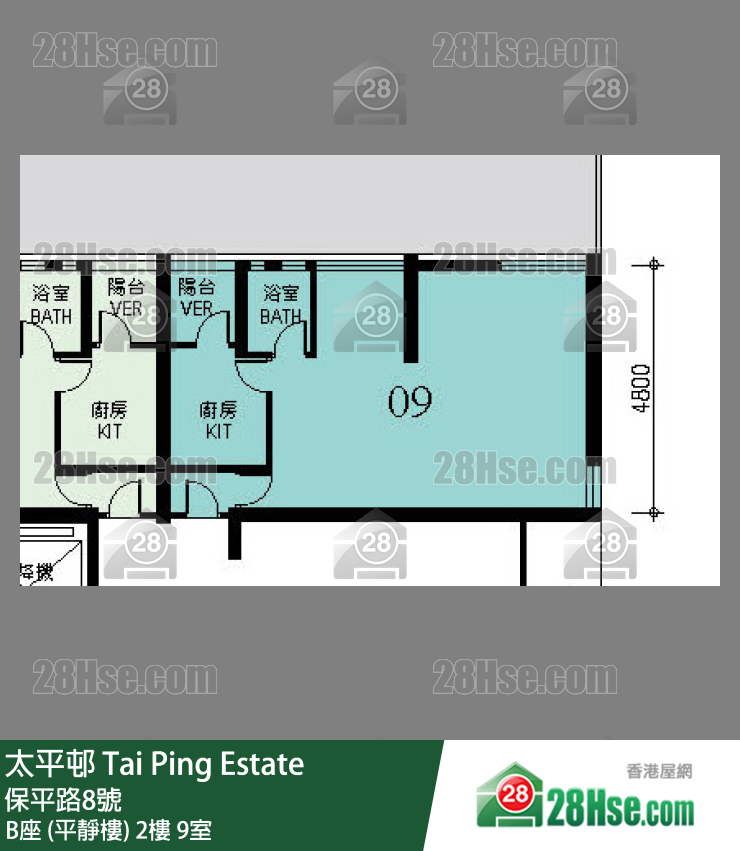 太平邨 B座 (平靜樓)2樓 9室 平面圖