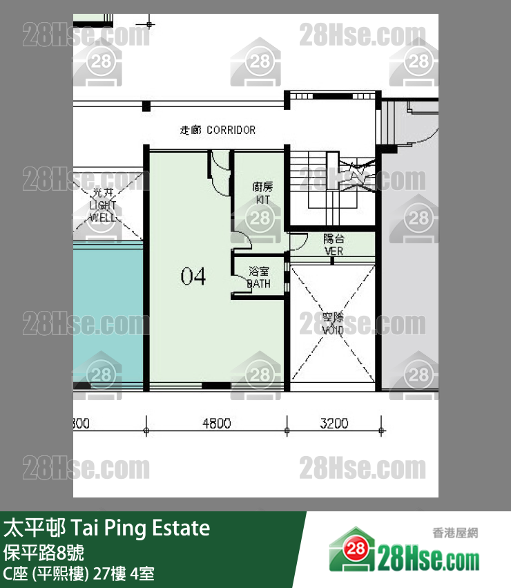 太平邨 C座 (平熙樓)27樓 4室 平面圖