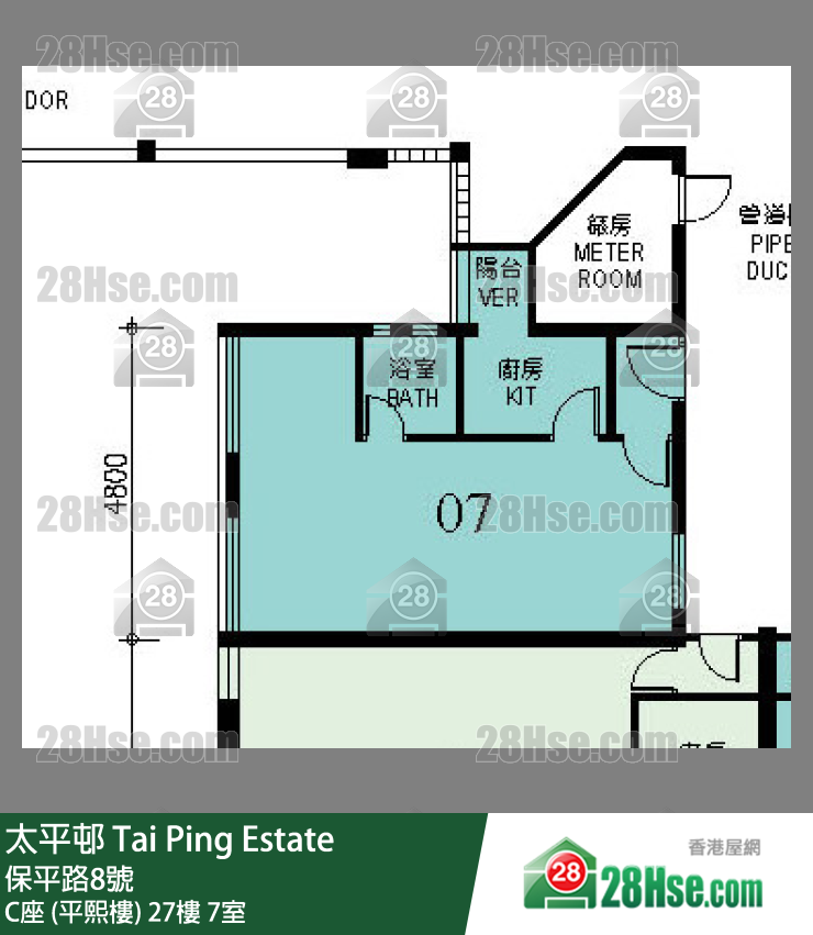 太平邨 C座 (平熙樓) 27樓 7室 平面圖