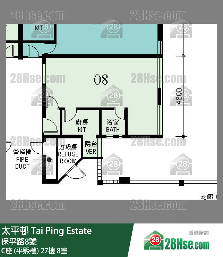 太平邨 C座 (平熙樓)27樓 8室 平面圖