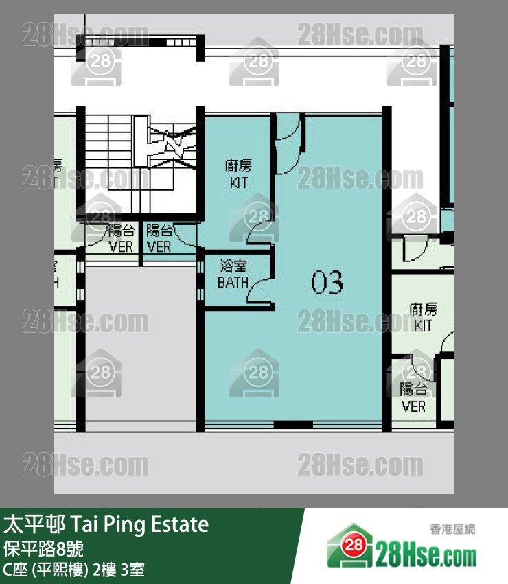 太平邨 C座 (平熙樓)2樓 3室 平面圖