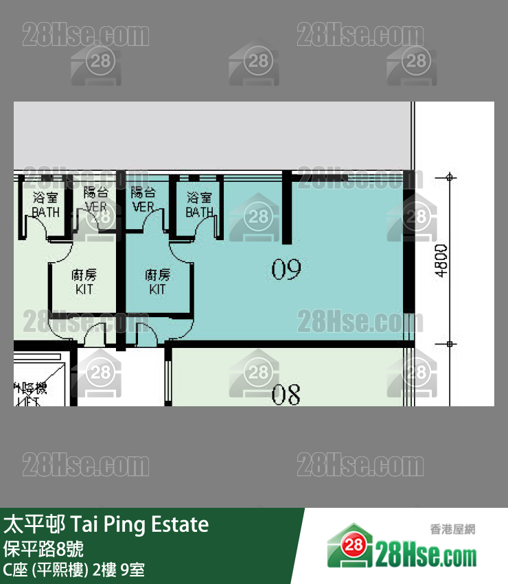 太平邨 C座 (平熙樓)2樓 9室 平面圖