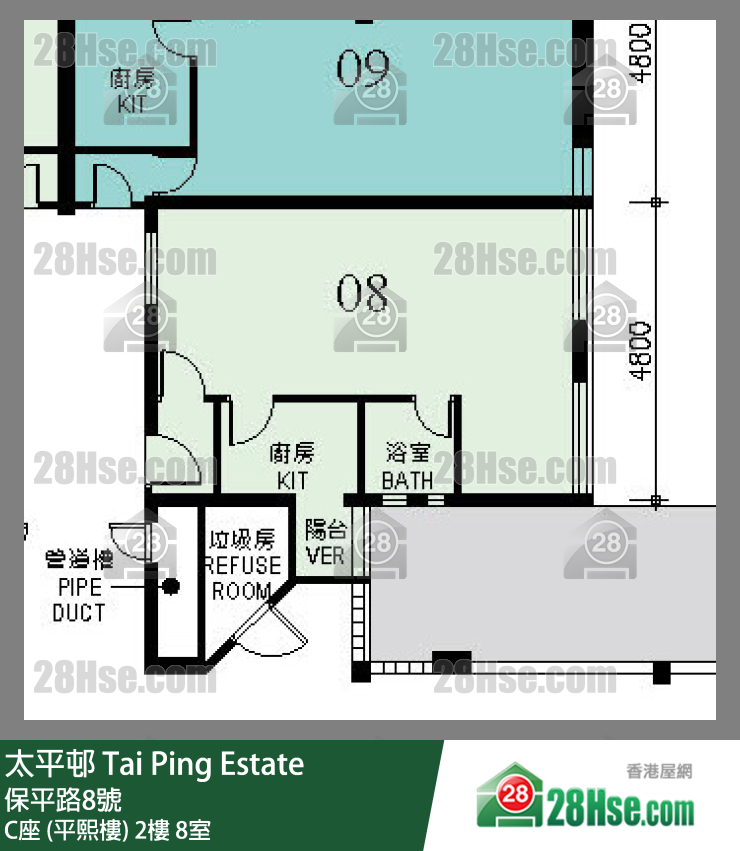 太平邨 C座 (平熙樓)2樓 8室 平面圖