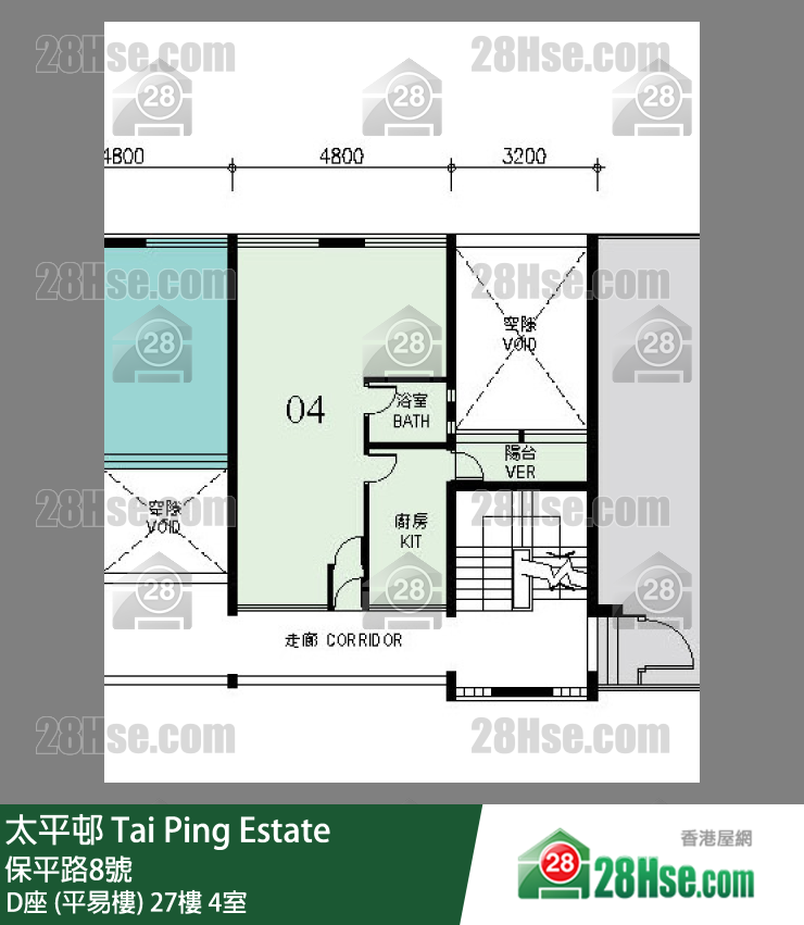 太平邨 D座 (平易樓)27樓 4室 平面圖