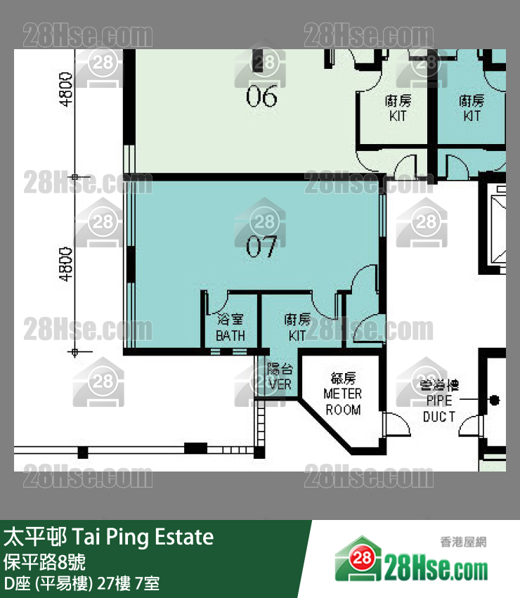 太平邨 D座 (平易樓)27樓 7室 平面圖