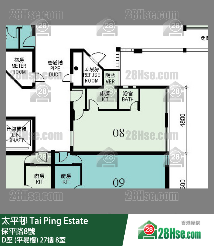 太平邨 D座 (平易樓)27樓 8室 平面圖