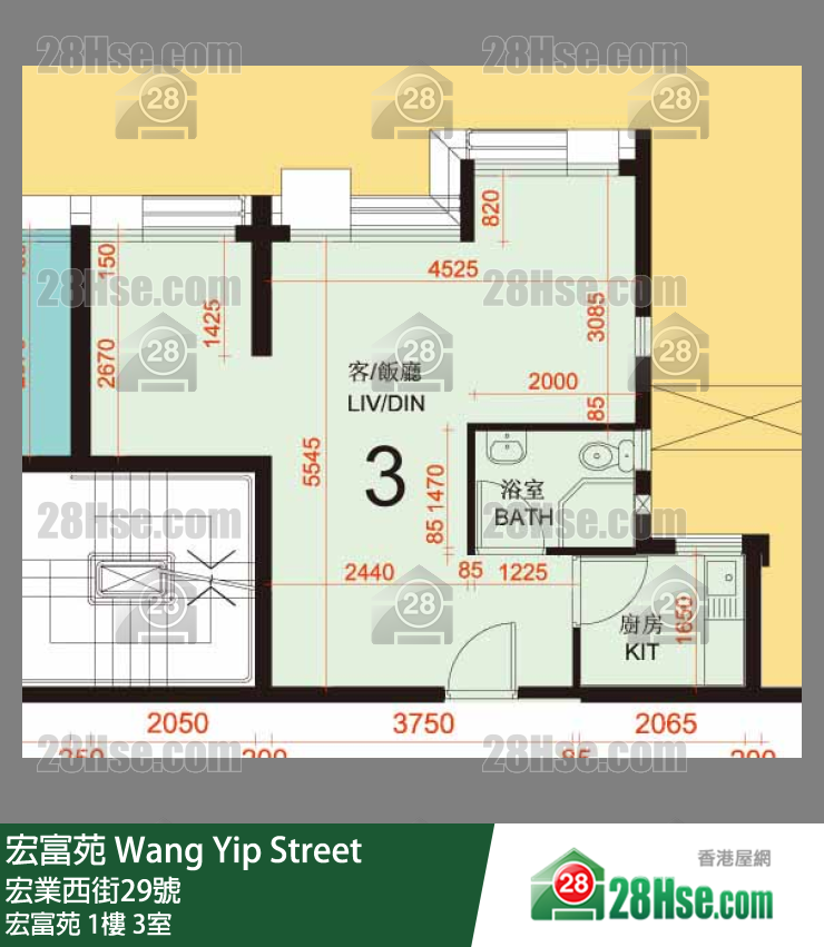 宏富苑 宏富苑1樓 3室 平面圖