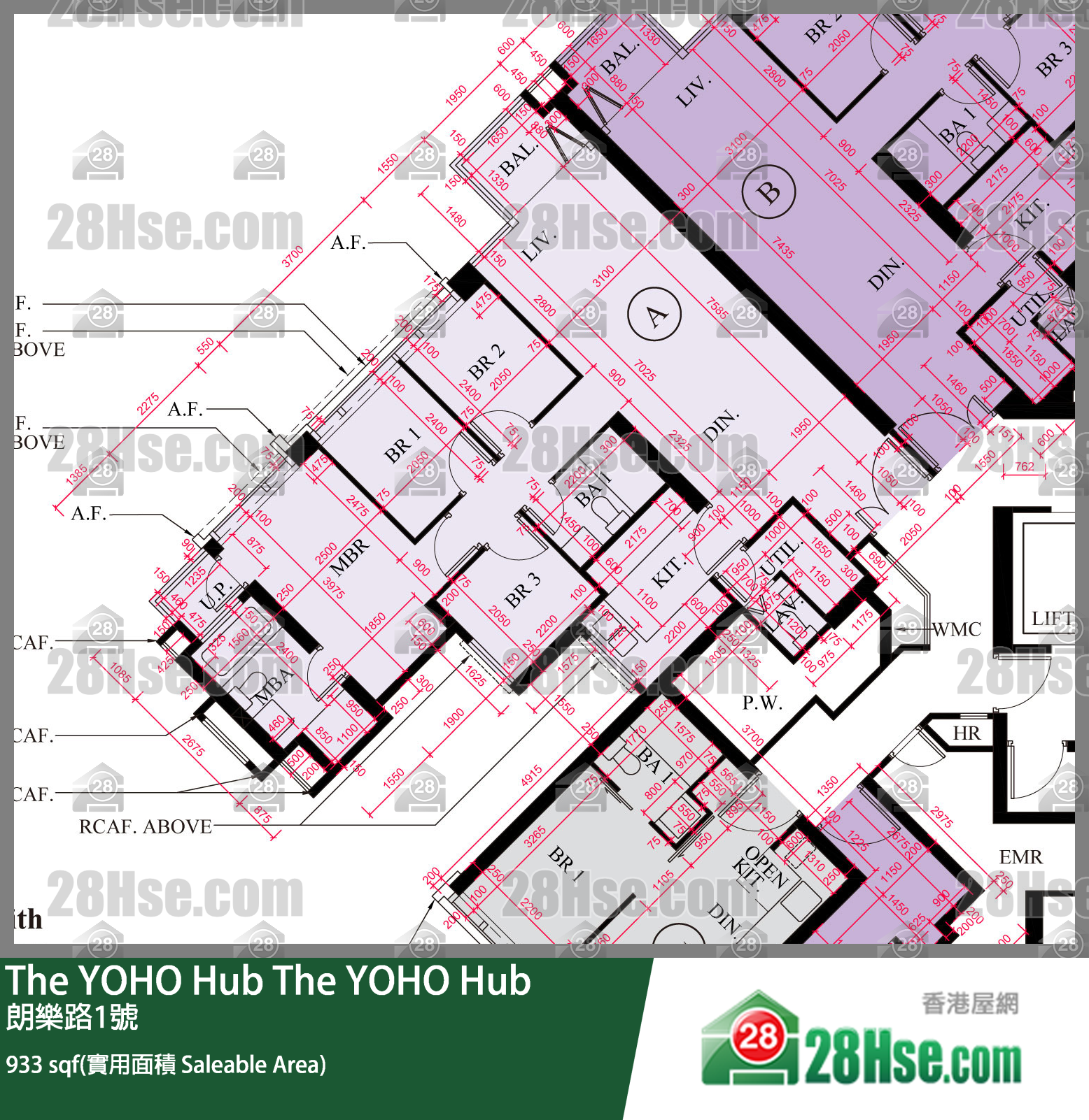 The YOHO Hub B期1座45樓 A室 平面圖