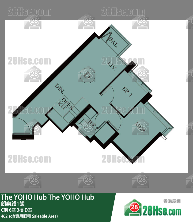 The YOHO Hub C期 6座 3樓 D室 平面圖
