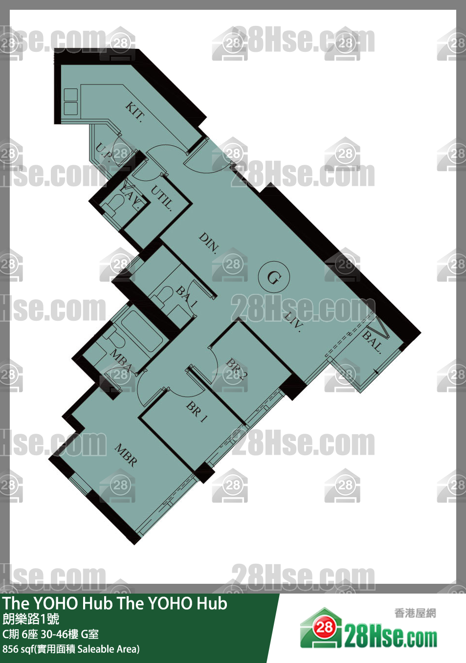 The YOHO Hub 單位平面圖(由 28Hse 提供)