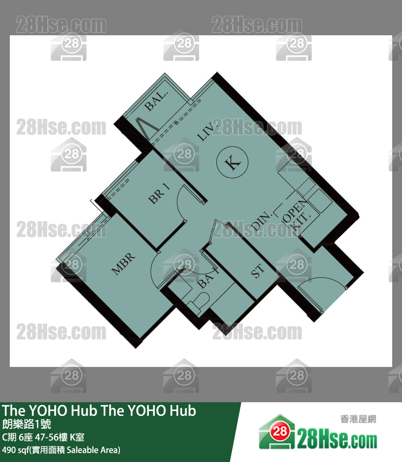 The YOHO Hub C期 6座 53樓 K室 平面圖