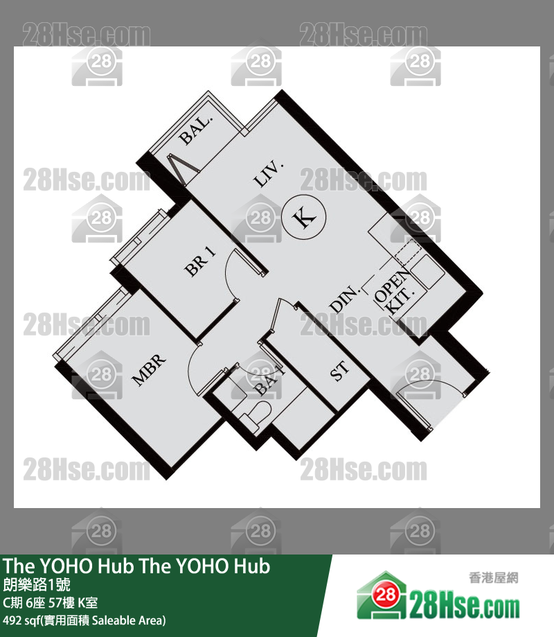 The YOHO Hub C期 6座 57樓 K室 平面圖