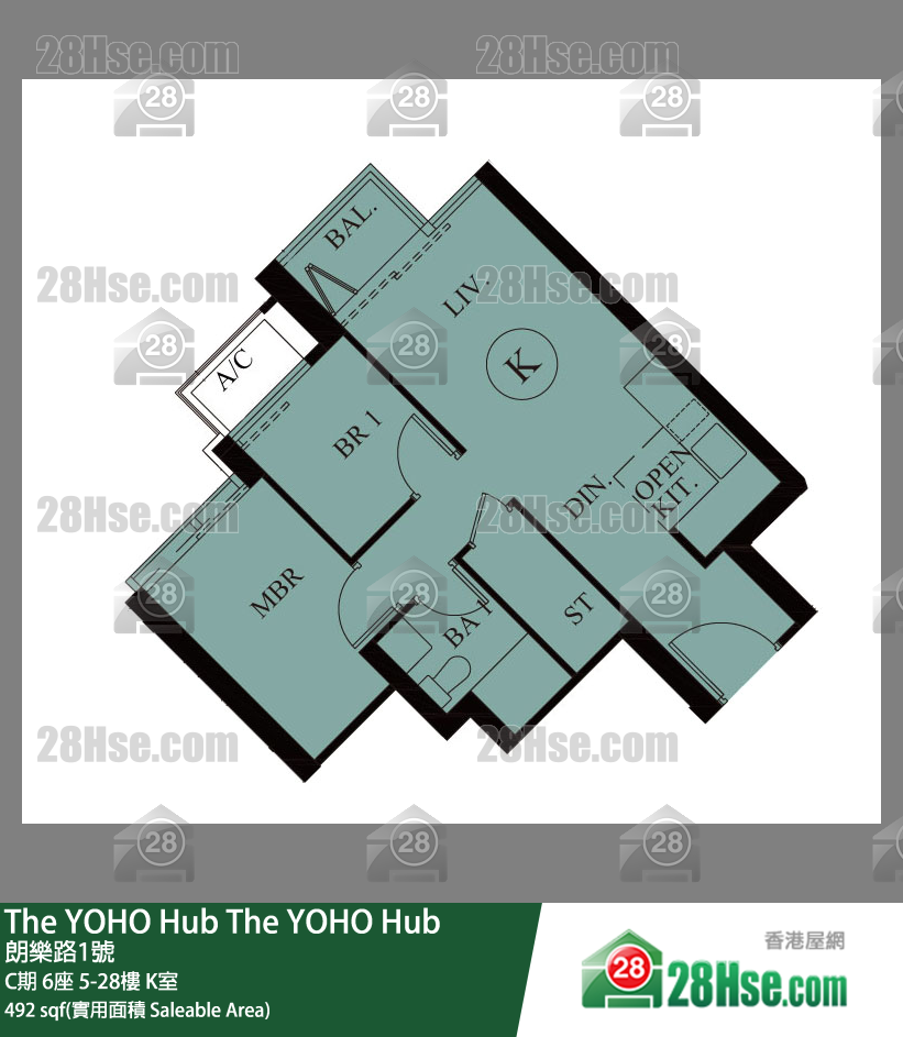 The YOHO Hub 单位平面图(由 28Hse 提供)