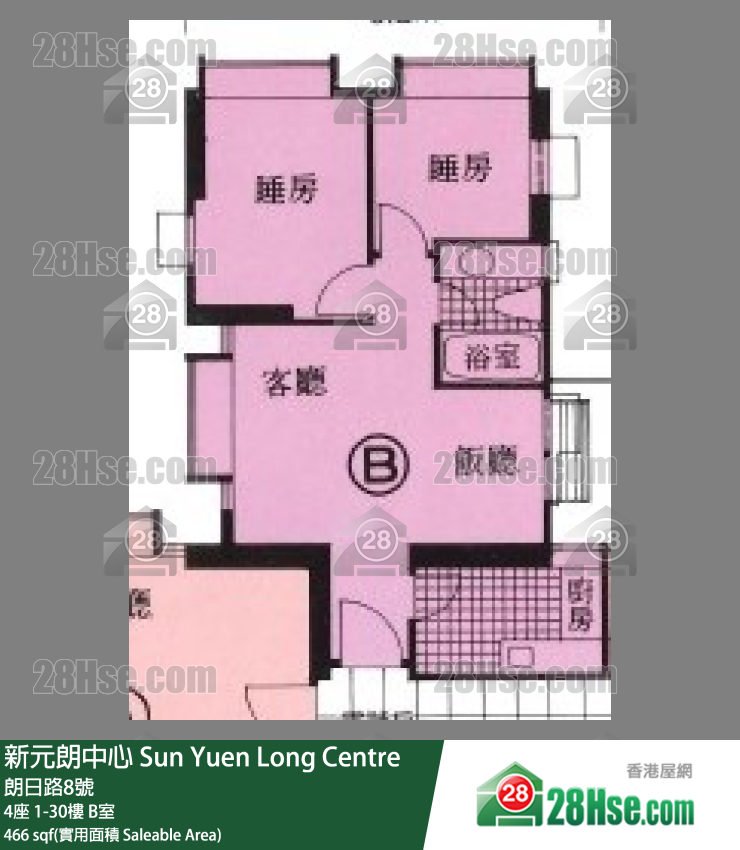新元朗中心 4座19樓 B室 平面圖