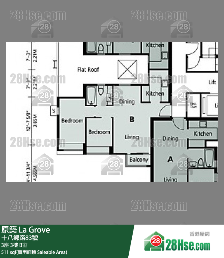 原築  3座3樓 B室 平面圖