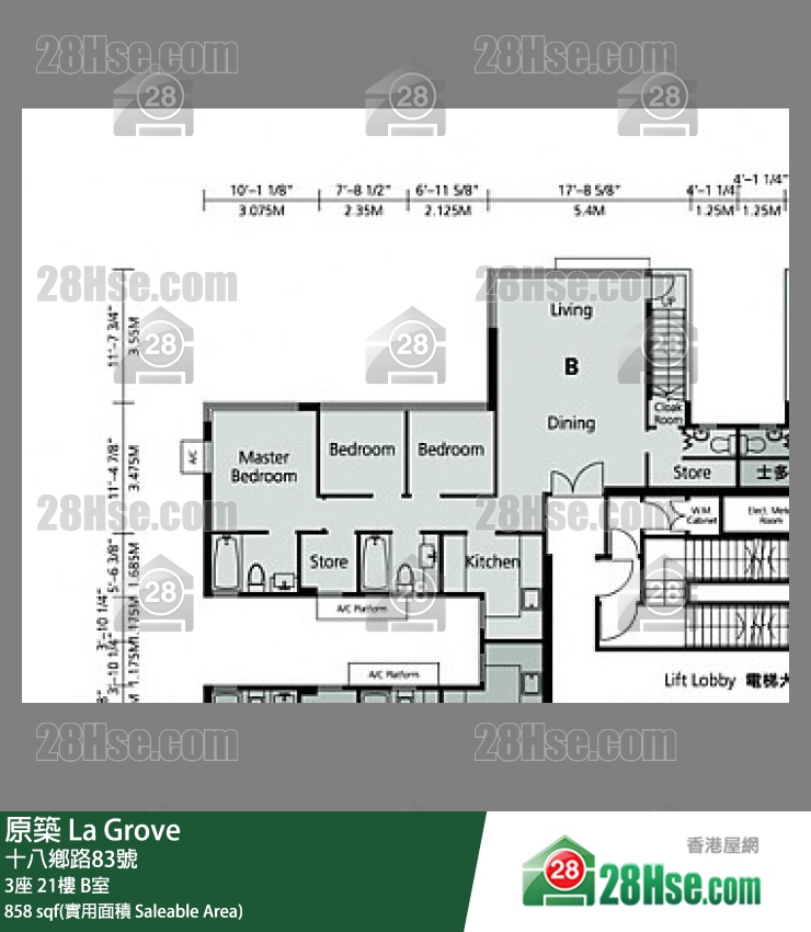 原築  3座 21樓 B室 平面圖