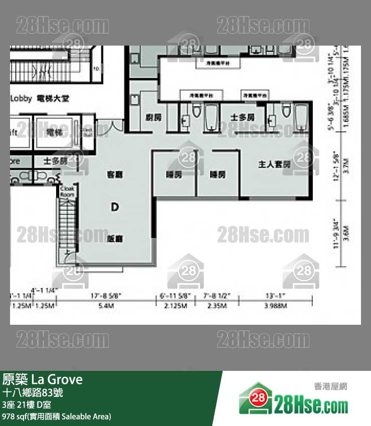 原筑  3座21楼 D室 平面图