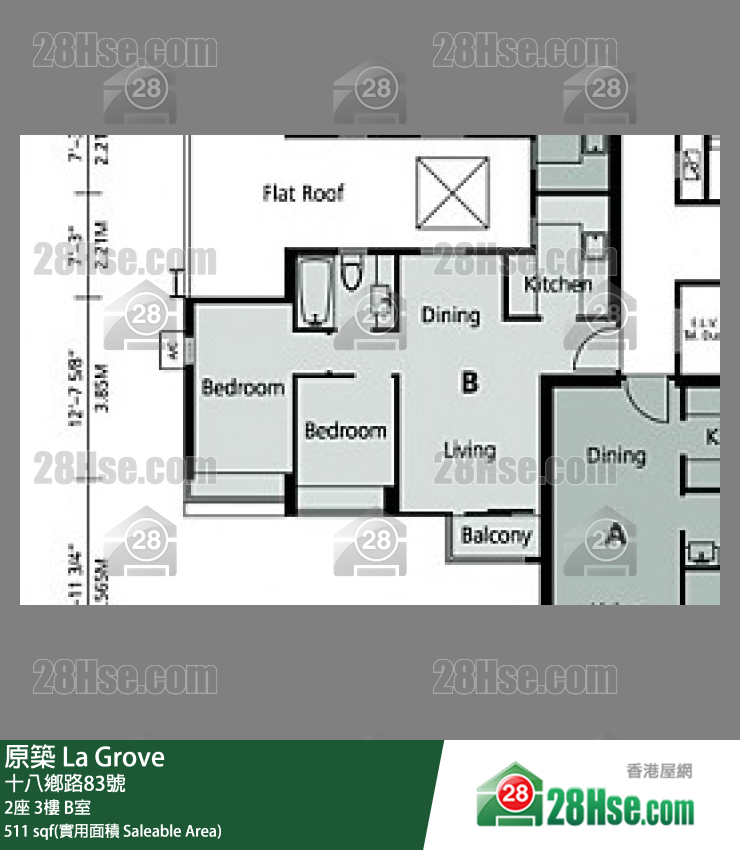 原築  2座3樓 B室 平面圖