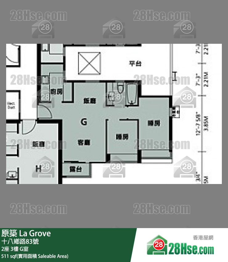 原築  2座3樓 G室 平面圖