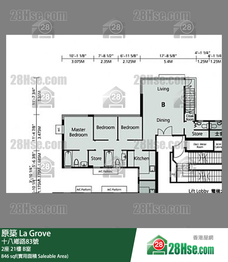 原築  2座 21樓 B室 平面圖