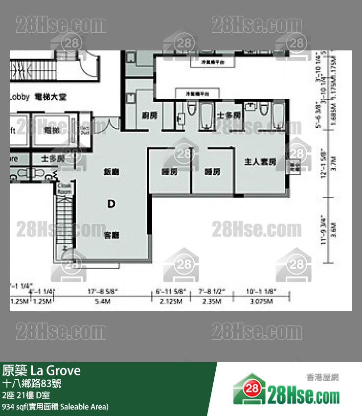 原築  2座21樓 D室 平面圖