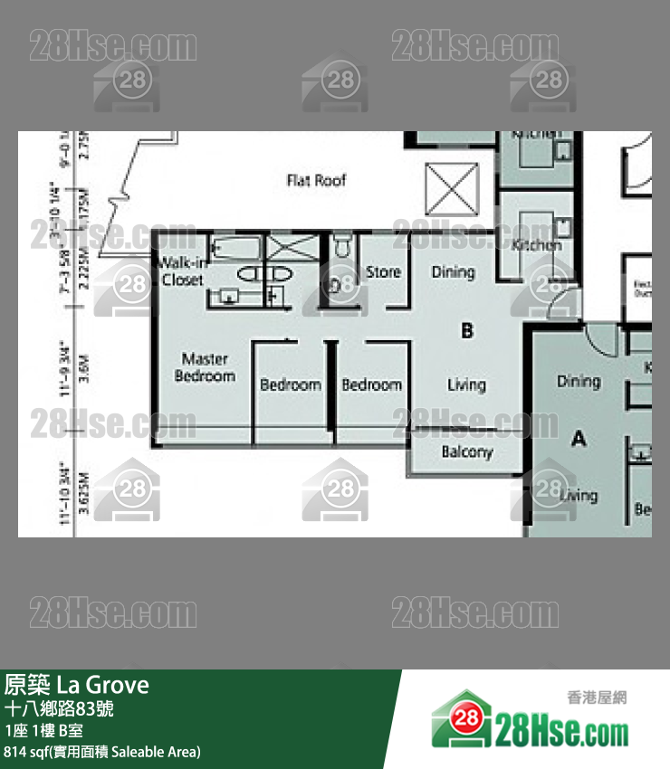 原築  1座 1樓 B室 平面圖