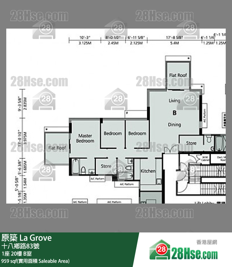 原築  1座20樓 B室 平面圖
