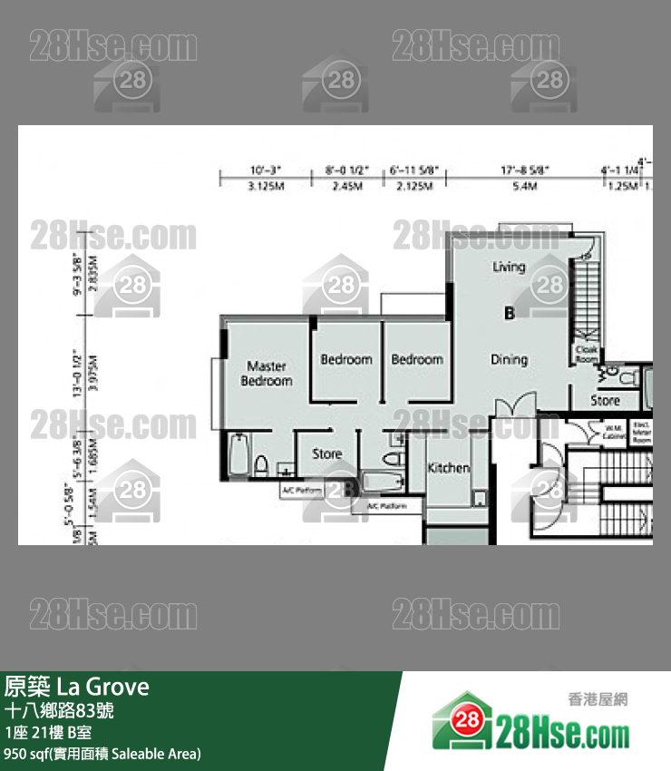 原築  1座21樓 B室 平面圖