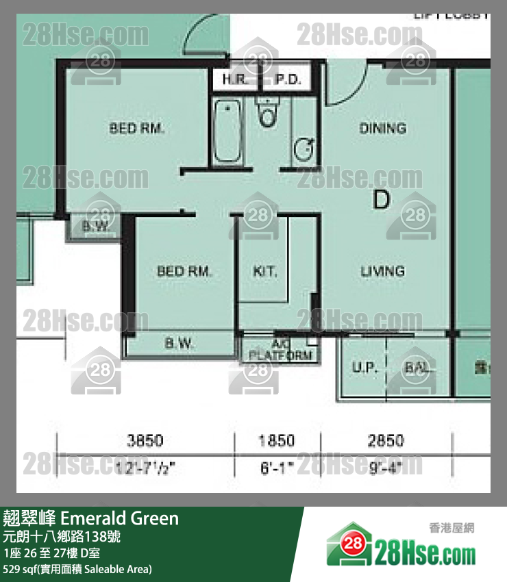翹翠峰 1座26樓 D室 平面圖
