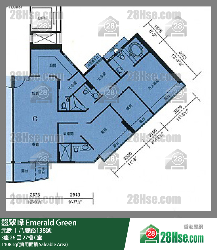 翹翠峰 3座26樓 C室 平面圖
