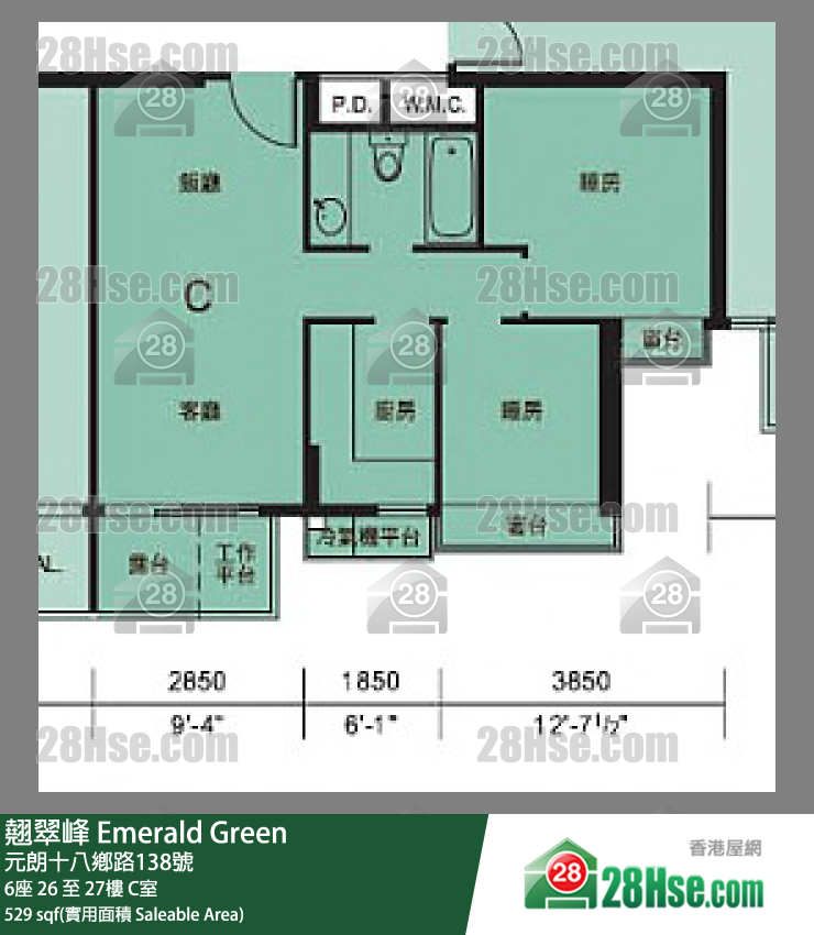 翹翠峰 6座 27樓 C室 平面圖
