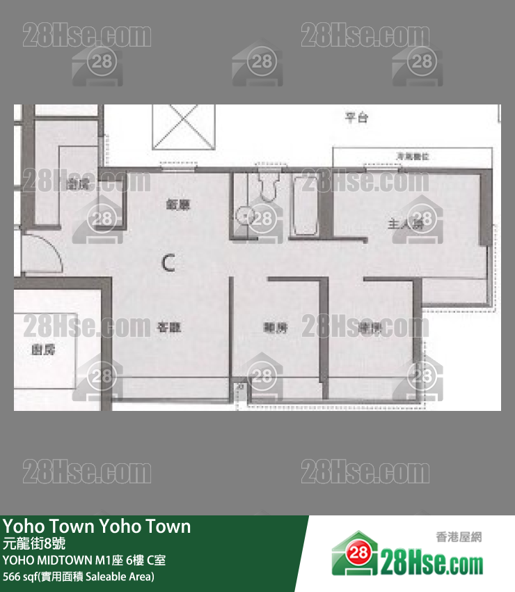 YOHO MIDTOWN M1座6樓 C室 平面圖
