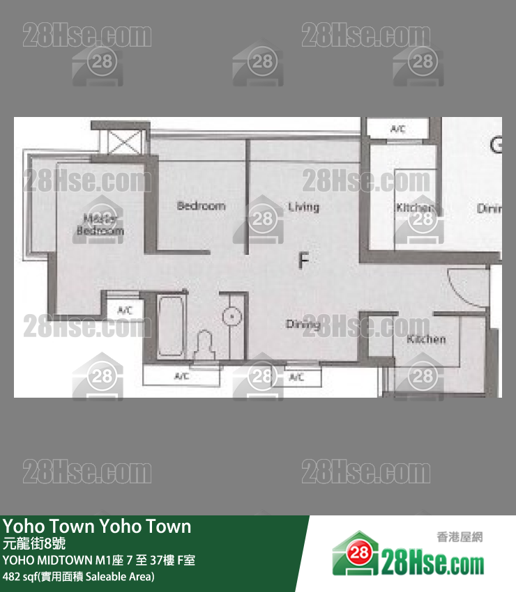 YOHO MIDTOWN M1座23樓 F室 平面圖